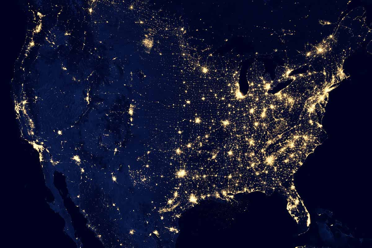 Nocne zdjęcie USA z kosmosu