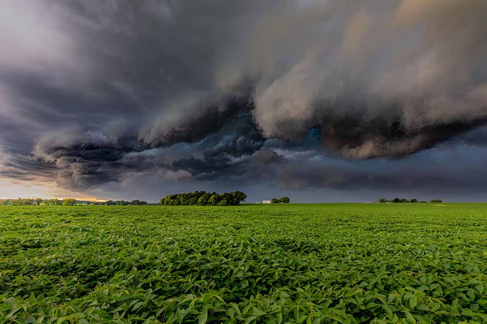 Zdjęcie burzy i zielonego pola